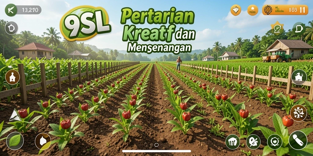 Tampilan menarik dari gameplay 9SL yang penuh dengan aktivitas pertanian.