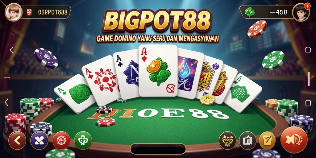 Tampilan gameplay BIGPOT88 dengan suasana domino yang seru.
