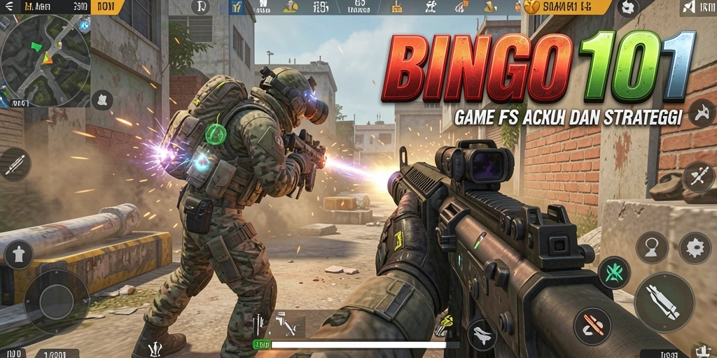 Tangkapan layar gameplay BINGO101 yang menunjukkan aksi tembak-menembak yang seru.