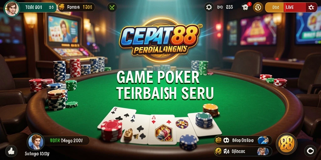 Tampilan gameplay Poker seru di CEPAT88 dengan pemain aktif.