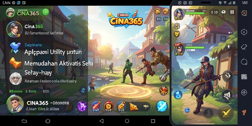 Screenshot utama CINA365 menampilkan berbagai fitur utility yang bermanfaat.