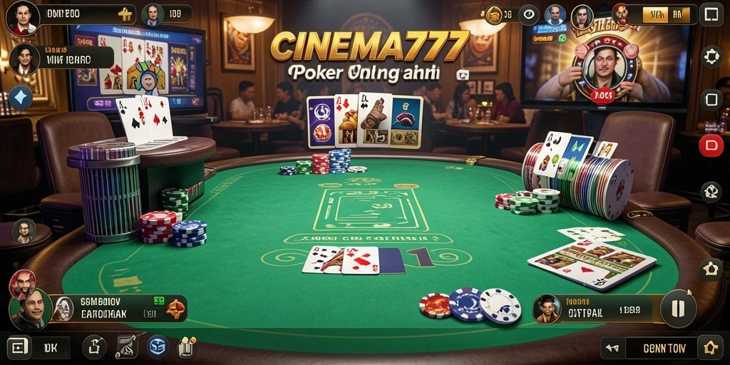 Tampilan menarik dari gameplay poker di CINEMA777.