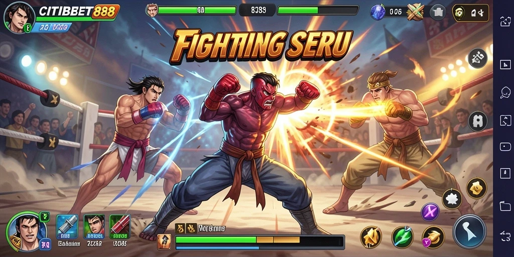 Screenshot gameplay CITIBET88 menampilkan aksi pertarungan yang mendebarkan.