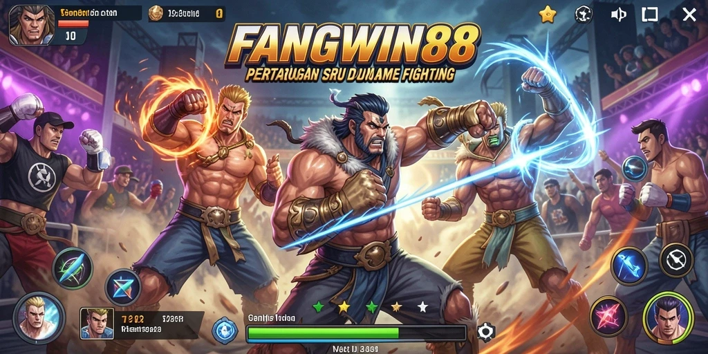 Tangkapan layar gameplay pertarungan epik di FANGWIN88.