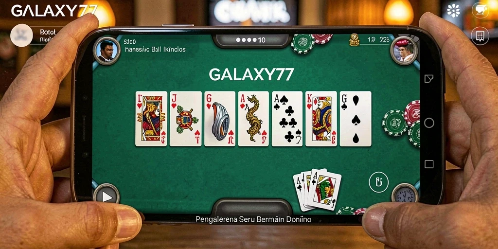 Tampilan gameplay seru dalam GALAXY77 bermain Domino.