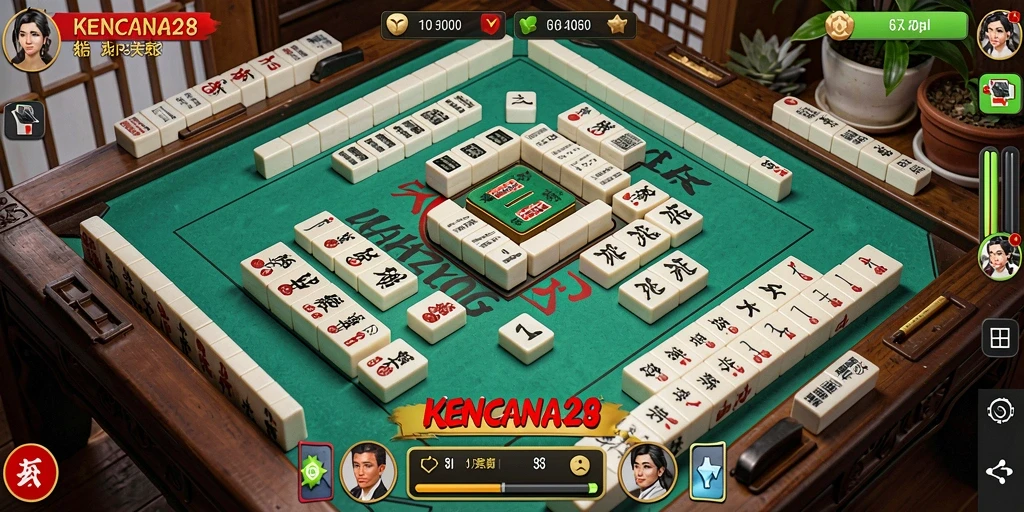 Gameplay menantang dan seru dalam KENCANA28 di aplikasi Mahjong.