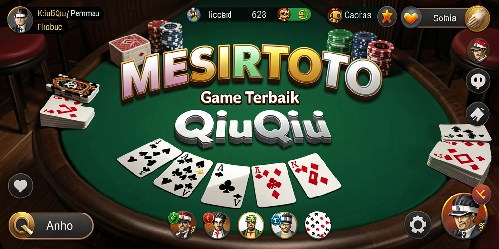 Tampilan gameplay seru dalam MESIRTOTO, menyajikan kartu QiuQiu yang mengasyikkan.