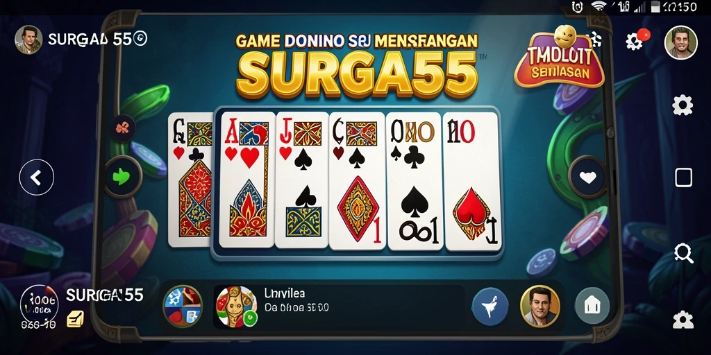 Screenshot utama SURGA55 menampilkan gameplay Domino yang seru.